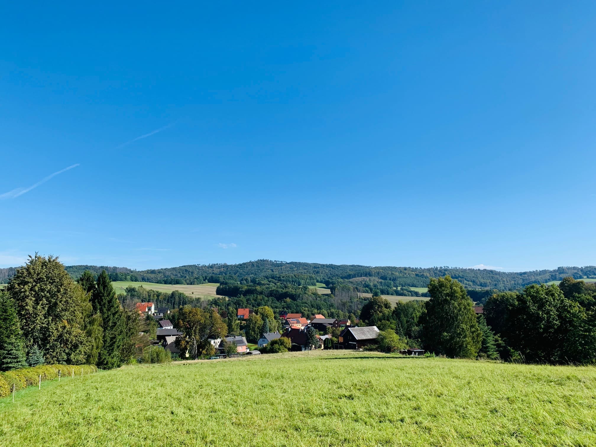 Blick über Ottendorf in der Sächsischen Schweiz